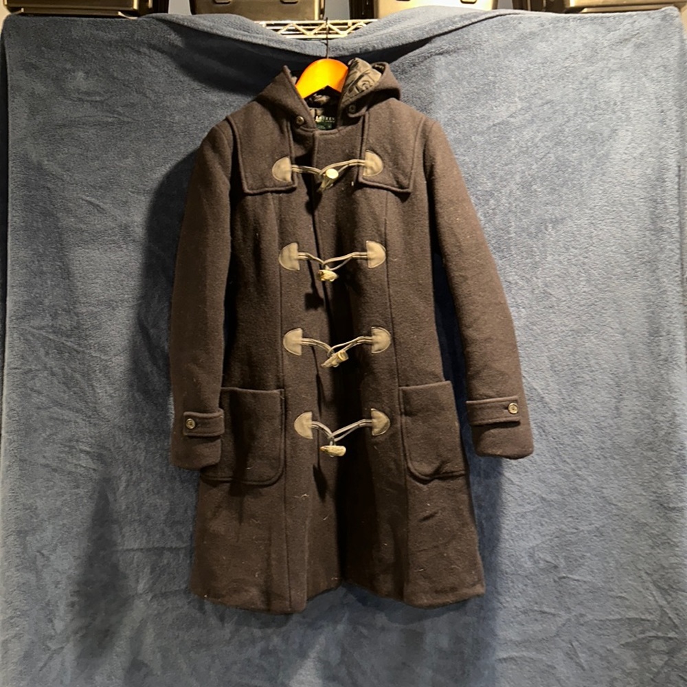 Ralph Lauren hooded navy Wool Coat